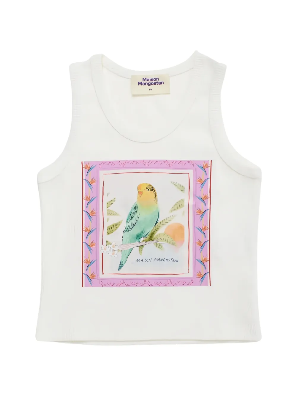 MAISON MANGOSTAN KIDS bird-print tank top - Bianco