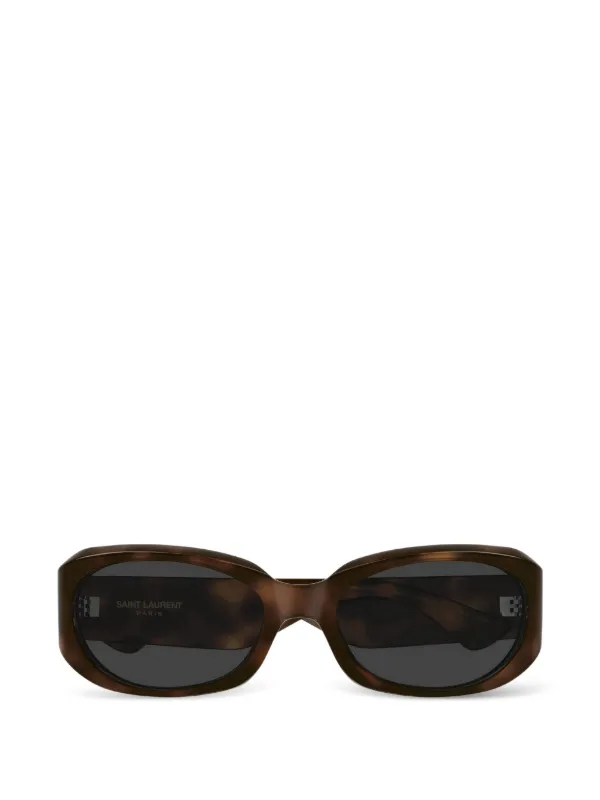 Saint Laurent Tortoiseshell-effect Oval-frame Sunglasses in Brown