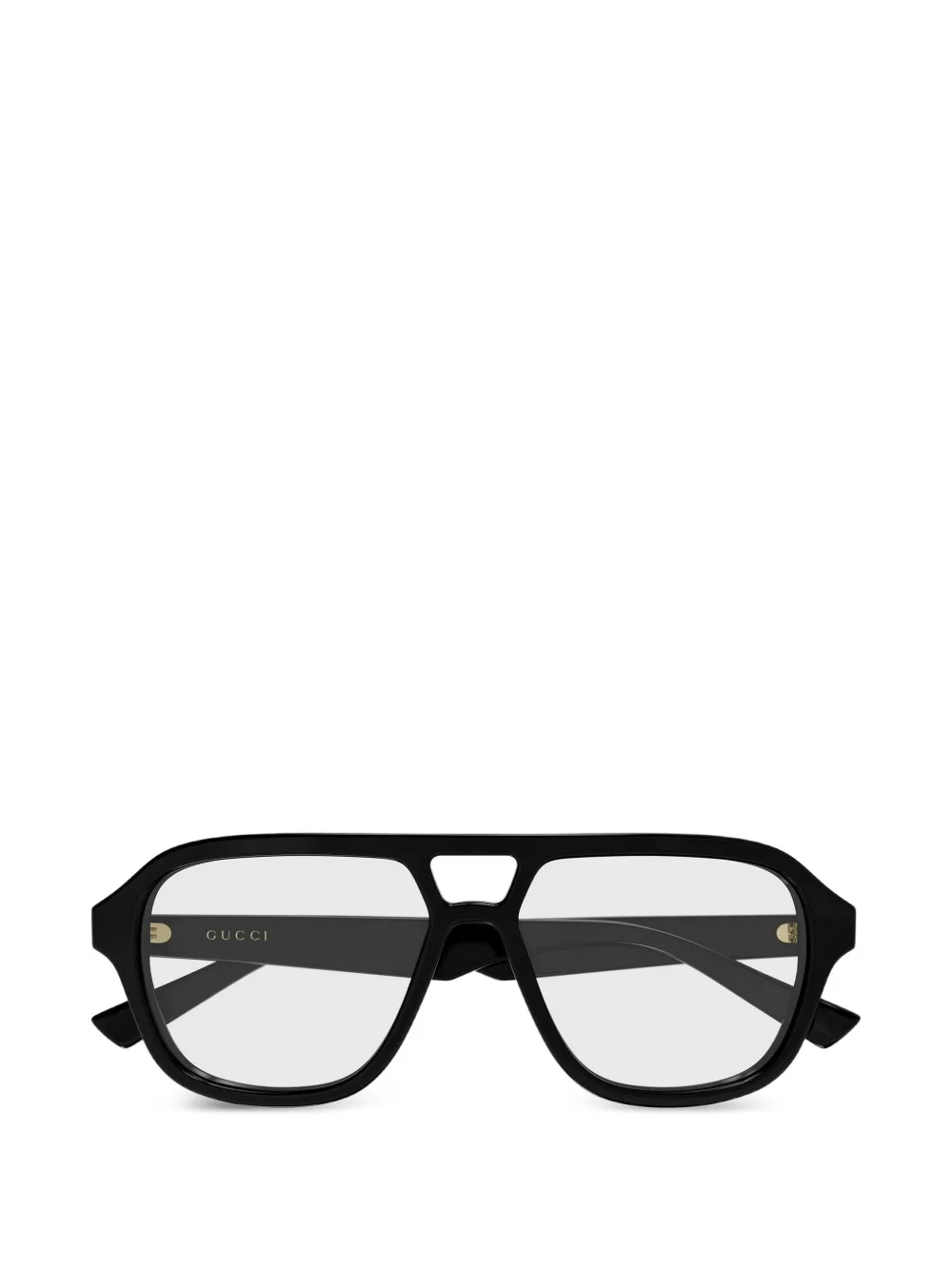 Gucci Eyewear 더블 브리지 파일럿 프레임 안경 | 블랙 | Image 1