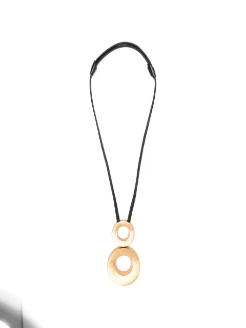 Monies circular-pendant leather-strap necklace