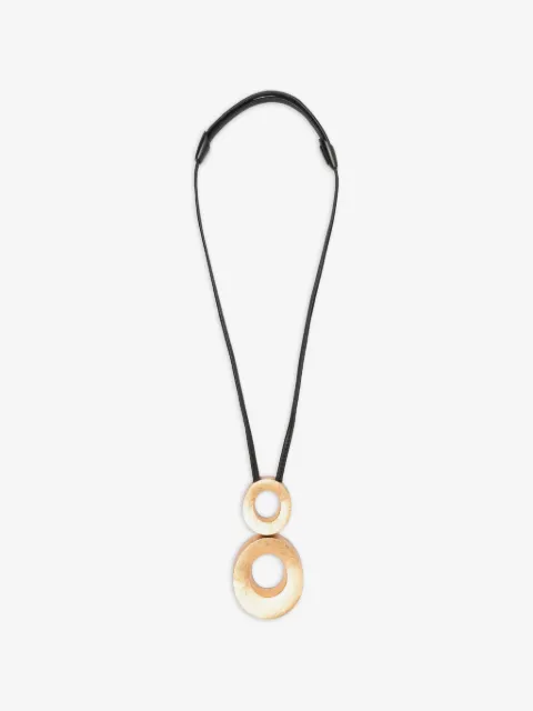 Monies circular-pendant leather-strap necklace