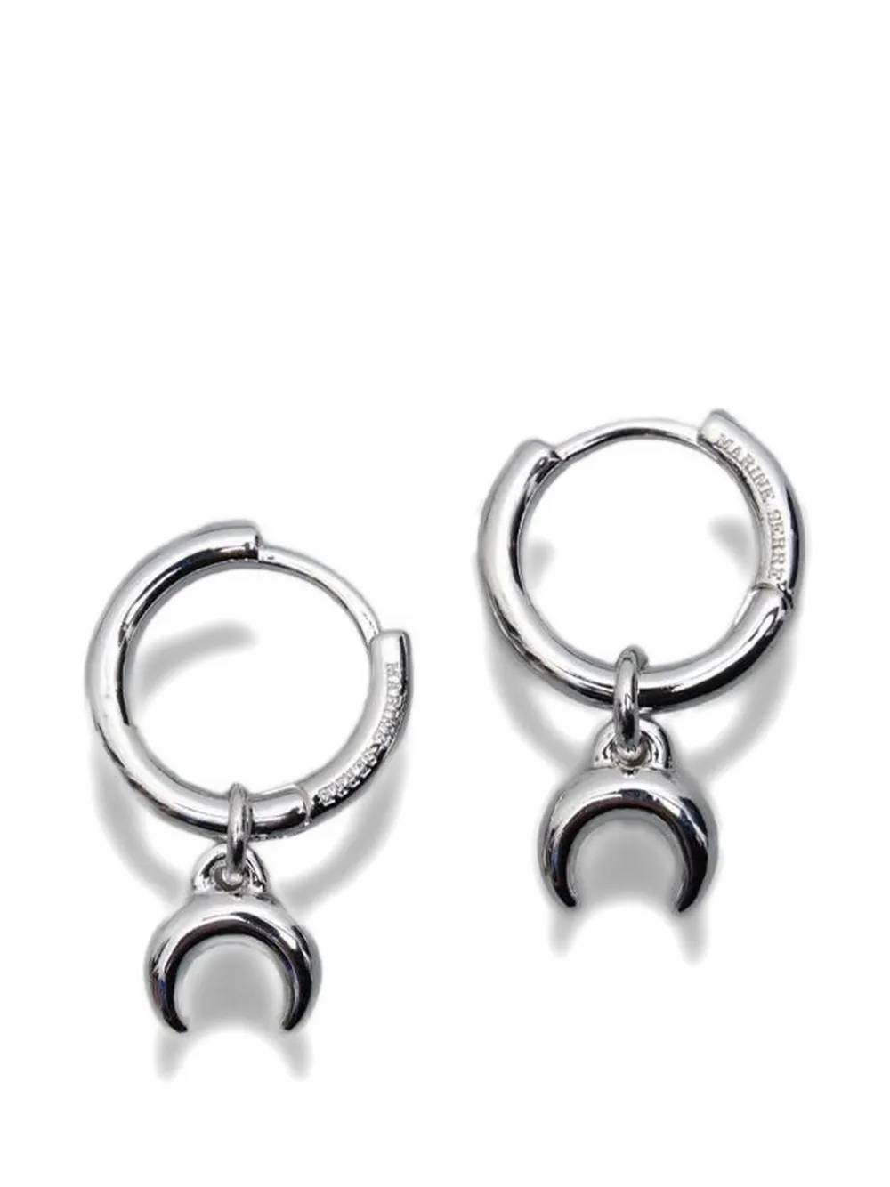 Marine Serre moon-pendant hoop earrings - Argento