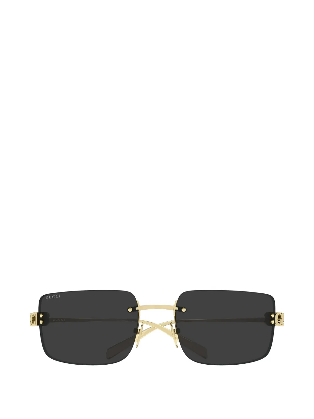 Gucci logo-plaque rectangle-frame sunglasses - Gold