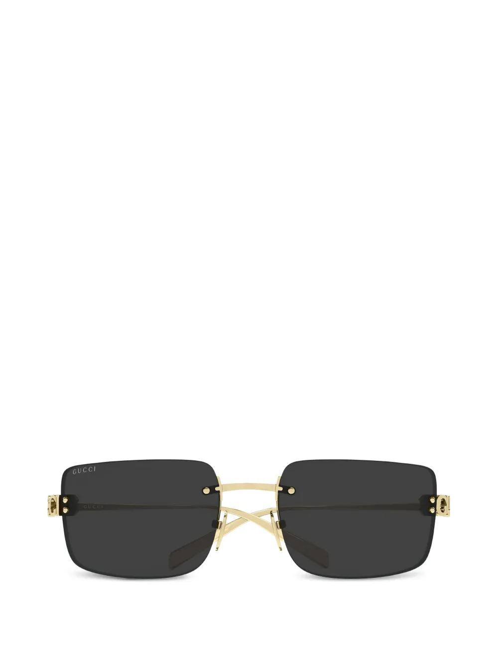 Gucci logo-plaque rectangle-frame sunglasses - Gold