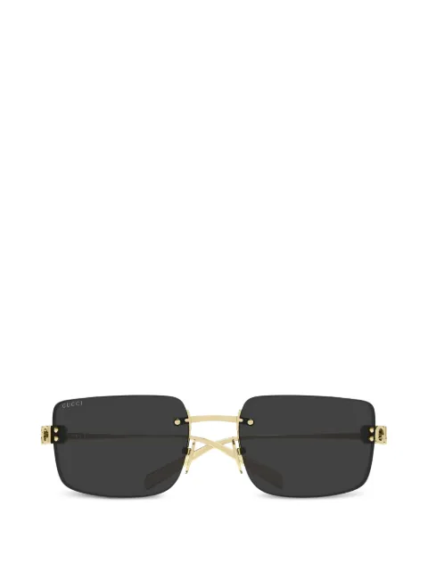 Gucci logo-plaque rectangle-frame sunglasses