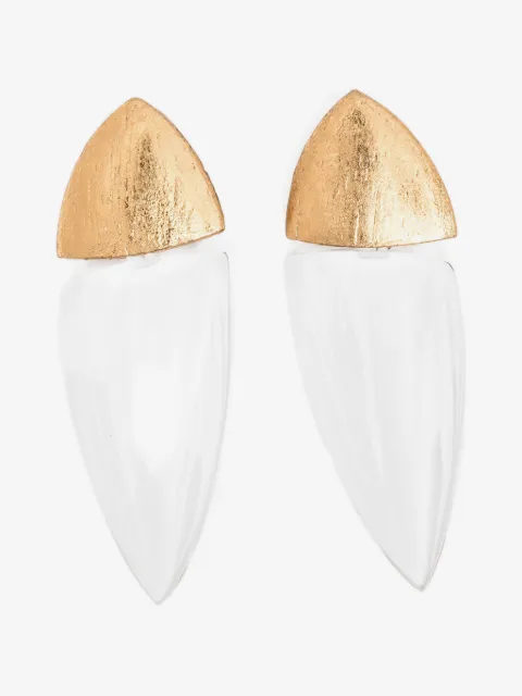 Monies boucles d'oreilles pendantes dorées à motif de feuille