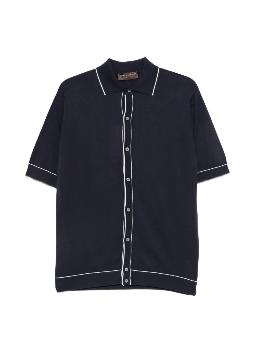 Filippo De Laurentiis short-sleeve trim-detail shirt - Blu