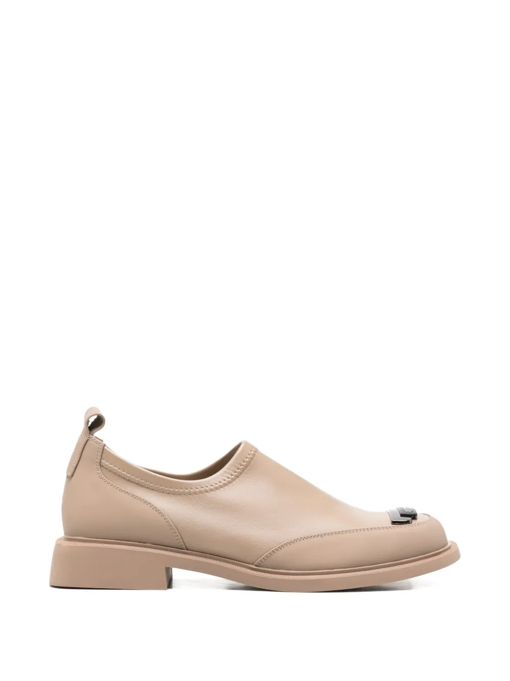 LINDA BAUMANN logo-plaque pull-tab loafers - Nude