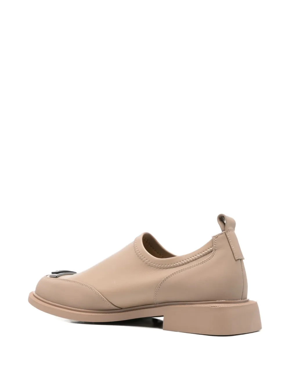 LINDA BAUMANN logo-plaque pull-tab loafers Beige