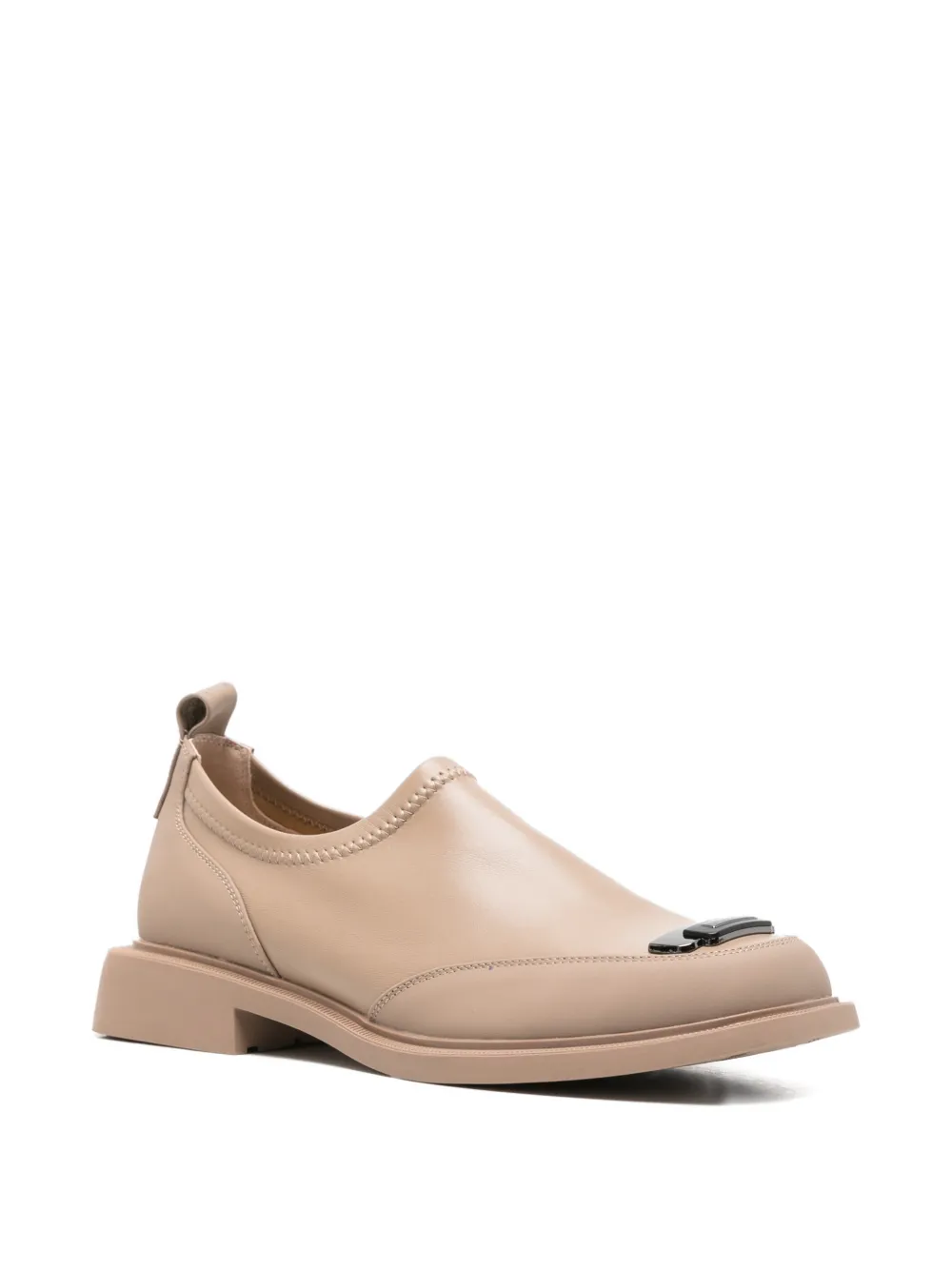 LINDA BAUMANN logo-plaque pull-tab loafers Beige