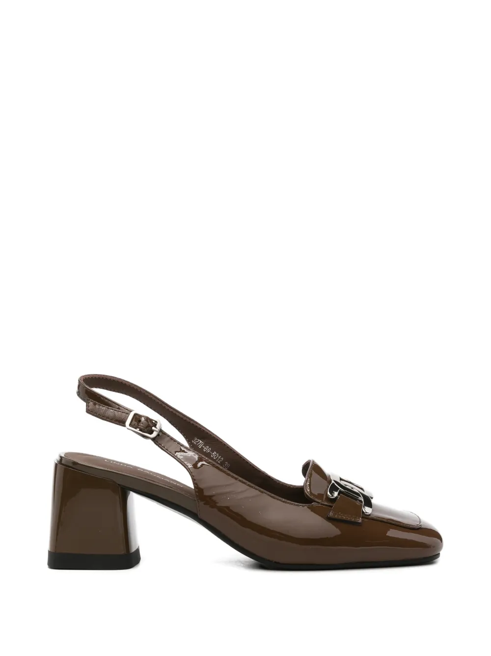 LINDA BAUMANN patent-finish slingback pumps Bruin