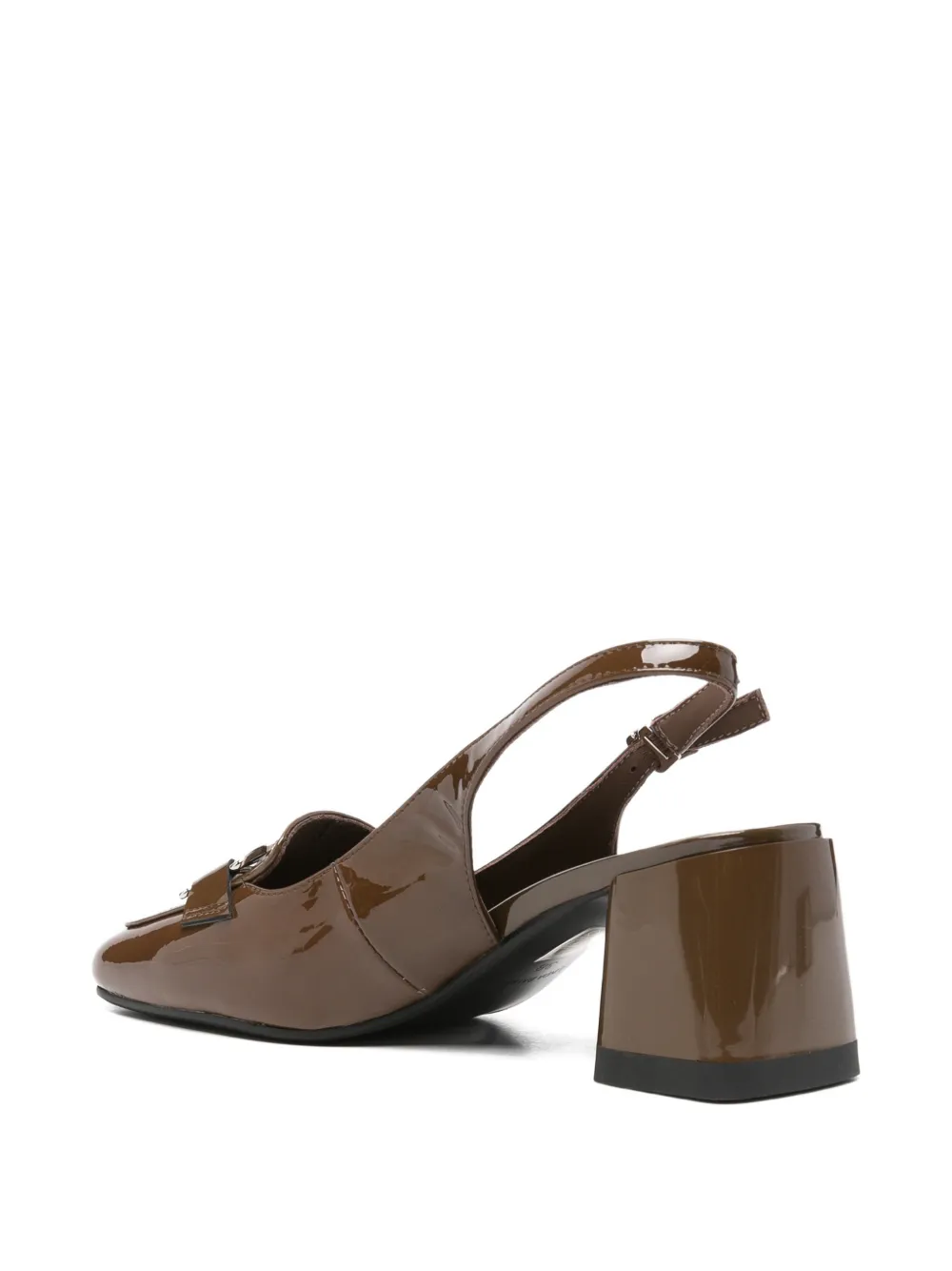 LINDA BAUMANN patent-finish slingback pumps Bruin