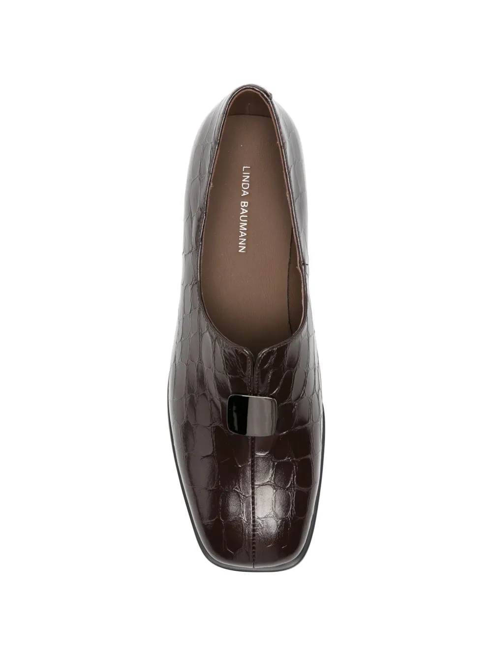 LINDA BAUMANN croc-effect block-heel loafers Bruin