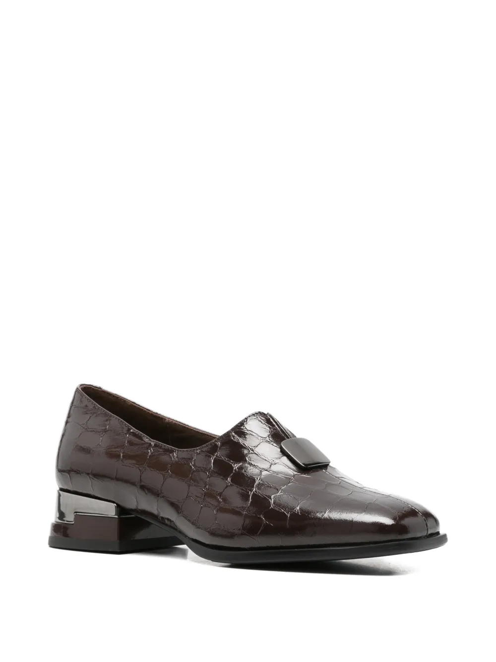 LINDA BAUMANN croc-effect block-heel loafers Bruin