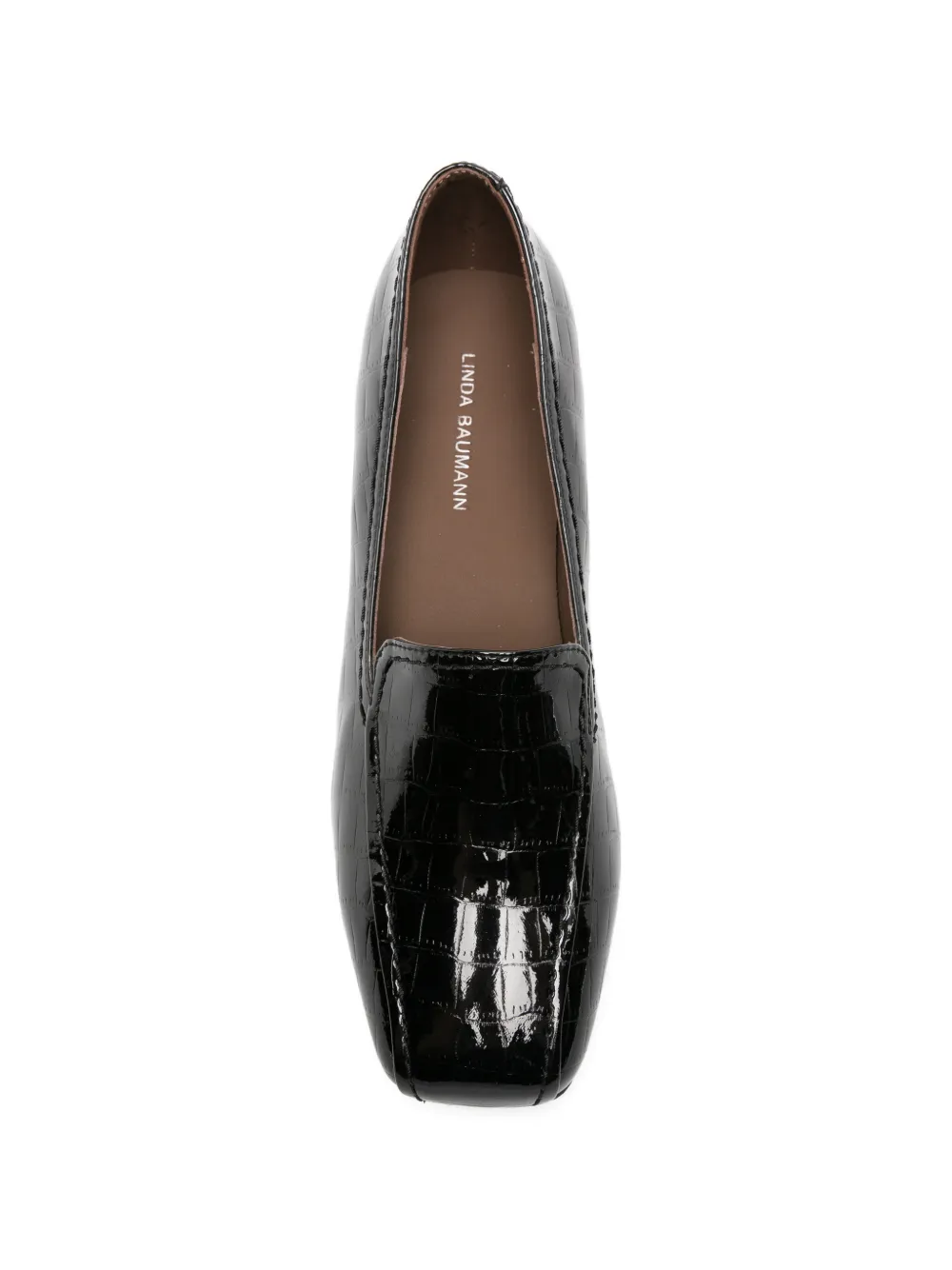 LINDA BAUMANN crocodile-embossed leather pumps Zwart