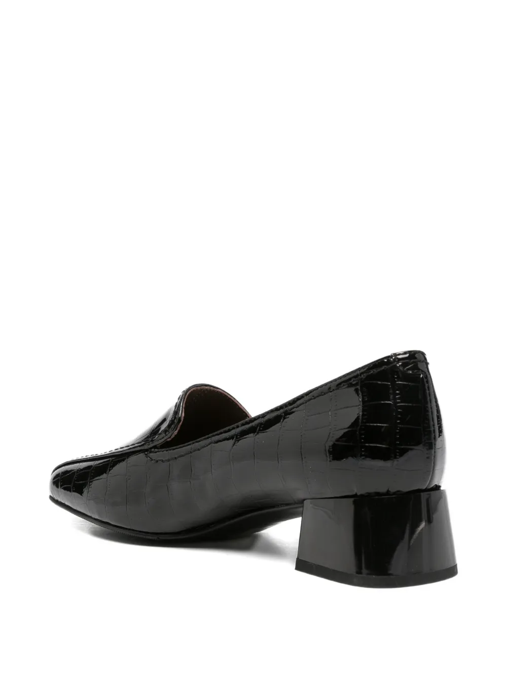 LINDA BAUMANN crocodile-embossed leather pumps Zwart