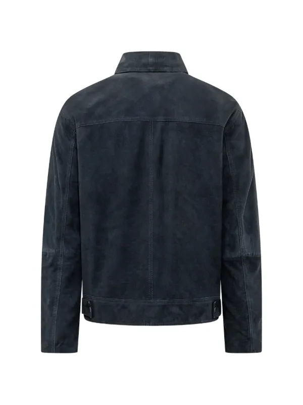 AMARANTO zip-fastening Leather Jacket | Blue | FARFETCH IL