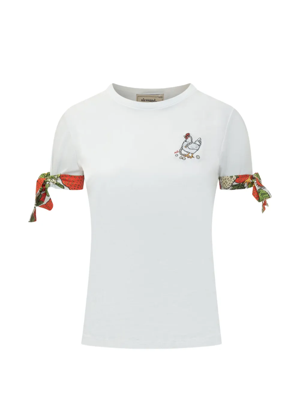 alessandro enriquez embroidered bow-detail T-shirt - Bianco
