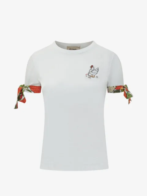 alessandro enriquez T-shirt med broderet sløjfedetalje