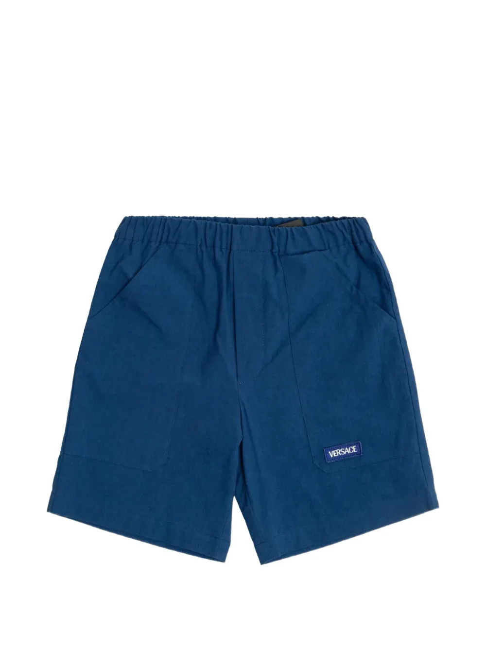 Versace Kids logo-embroidered cotton shorts - Blu
