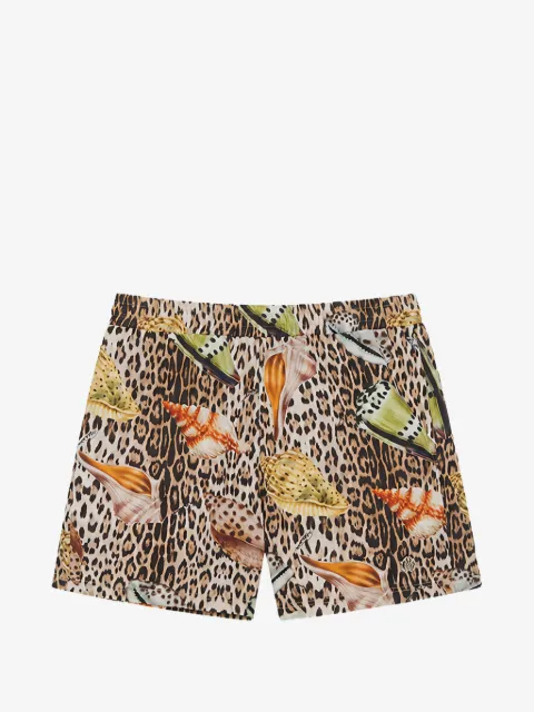 Roberto Cavalli Junior jaguar and seashell graphic-print shorts