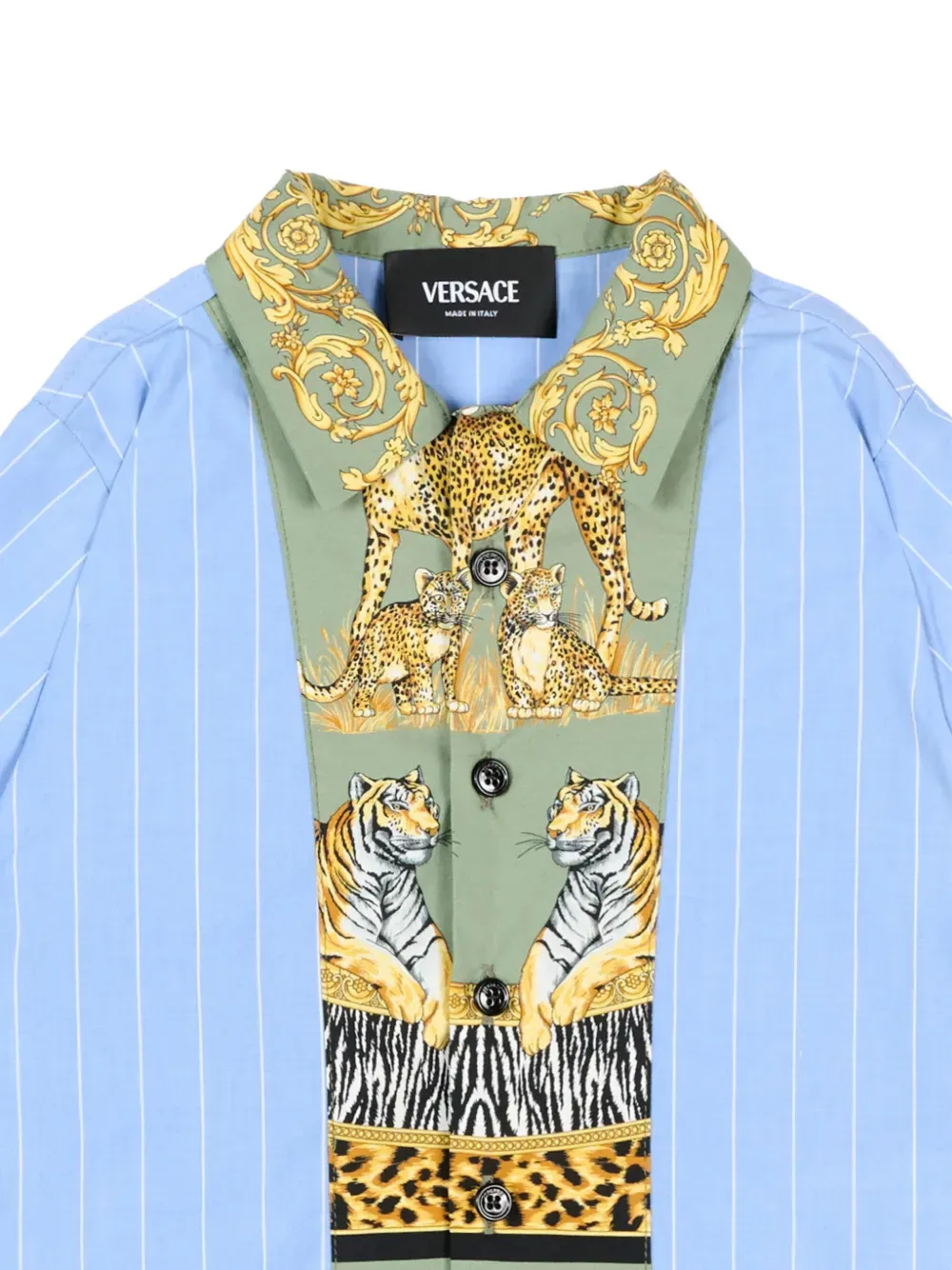 Versace Kids Gestreept shirt met print Blauw