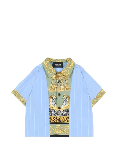 Versace Kids striped wild cats-print shirt