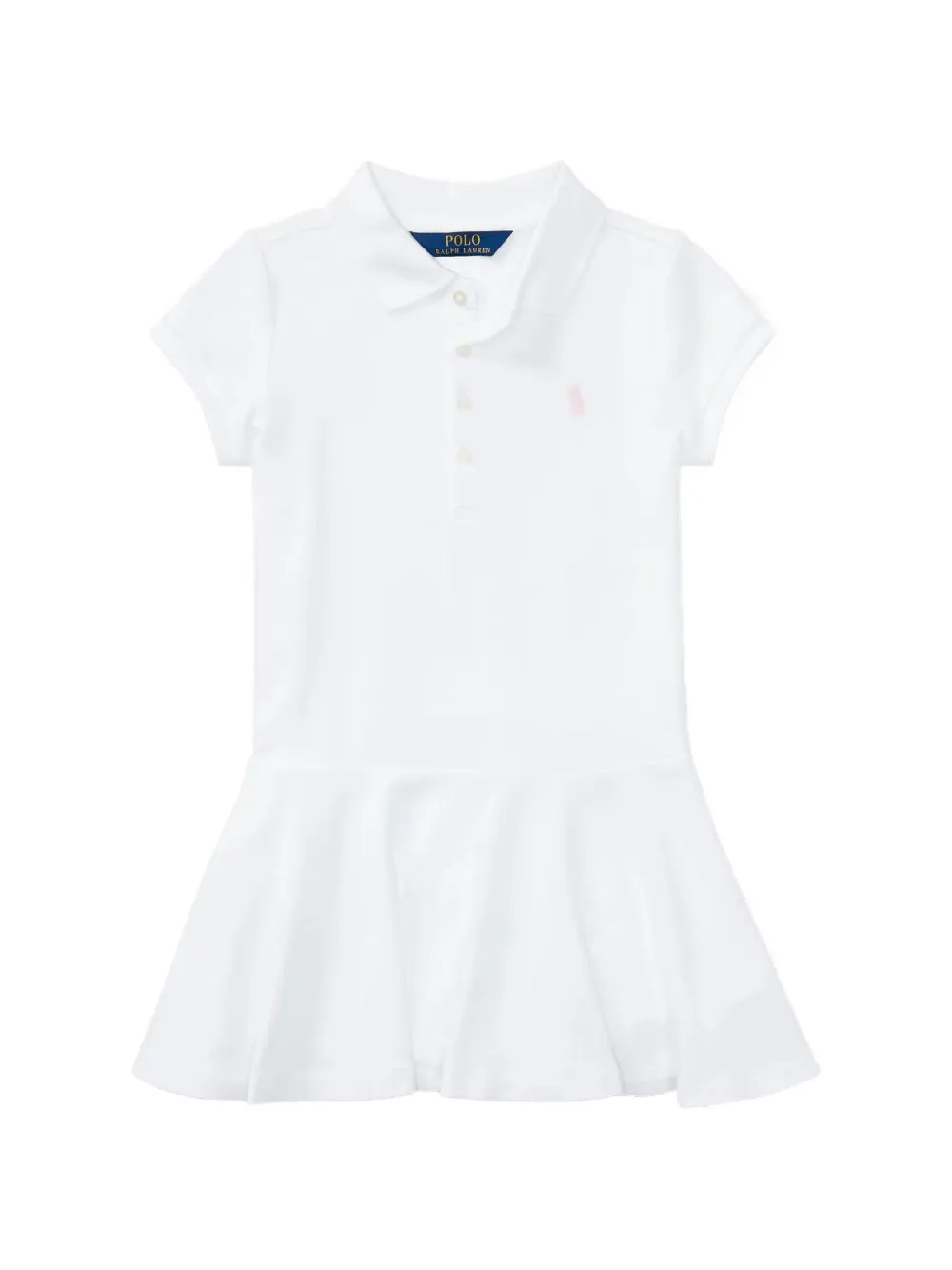 POLO RALPH LAUREN KIDS Pony embroidered pleated dress - Bianco