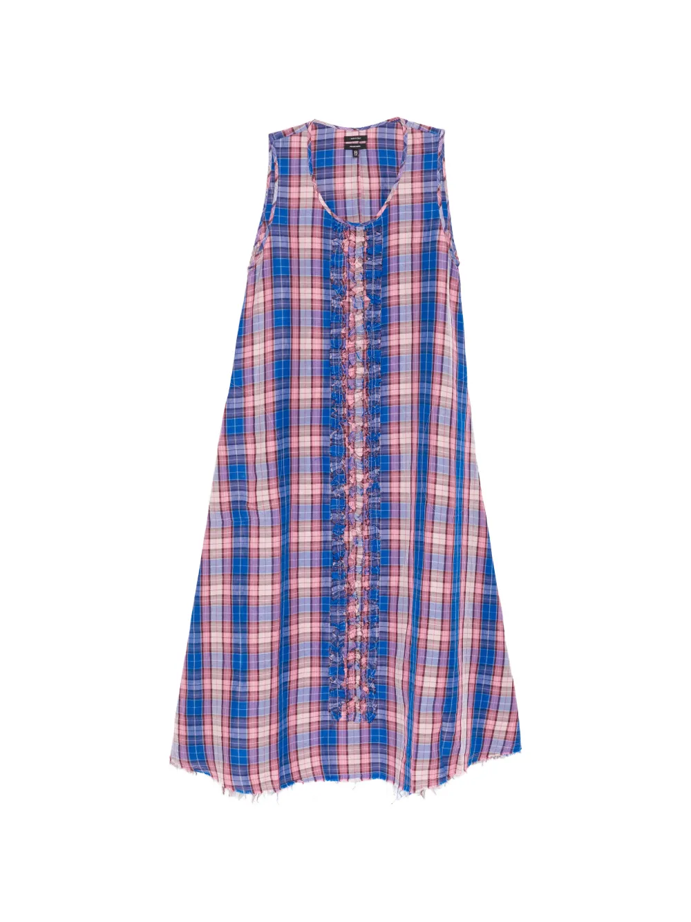 R13 ruffled-trim plaid dress - Blue