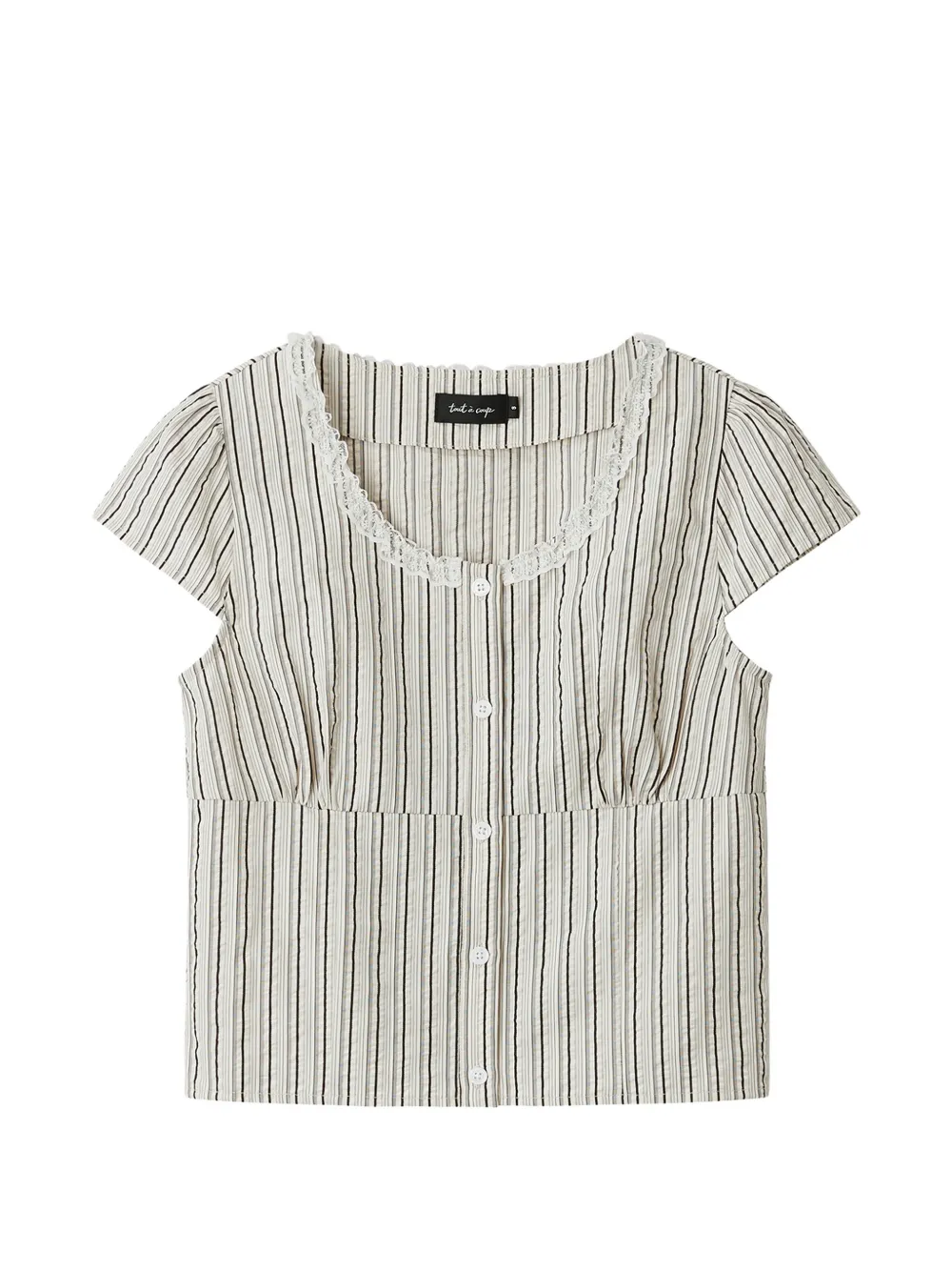tout a coup stripe-print lace-trim blouse - Toni neutri