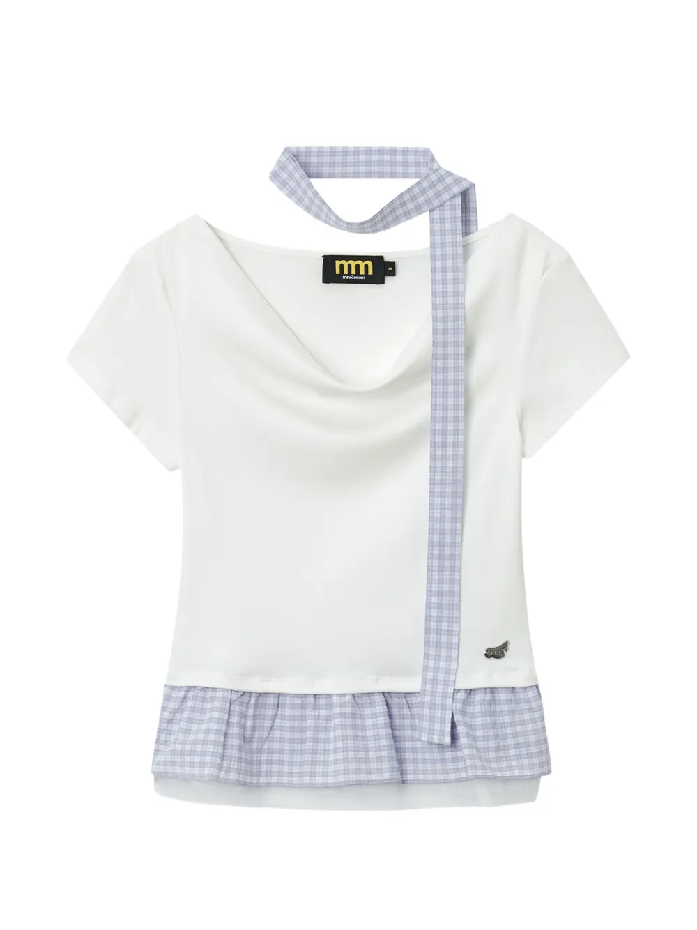 Mini Cream gingham-check ruffled blouse - Bianco