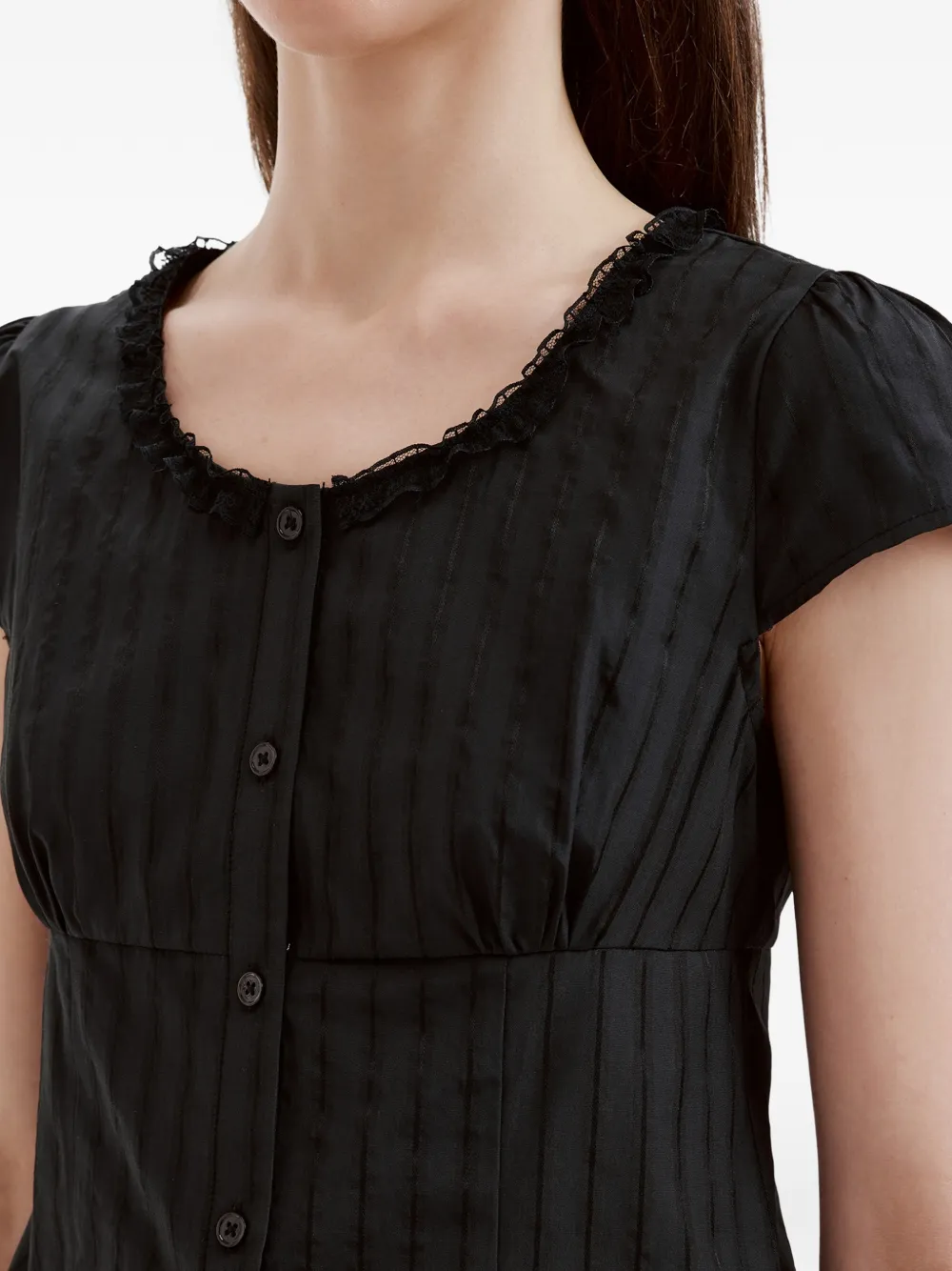 tout a coup Rok met kanten afwerking Zwart