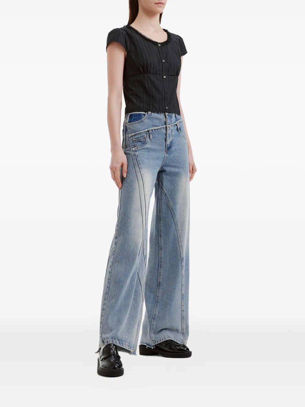 tout a coup Rok met kanten afwerking Zwart