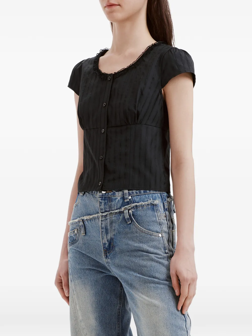 tout a coup Rok met kanten afwerking Zwart