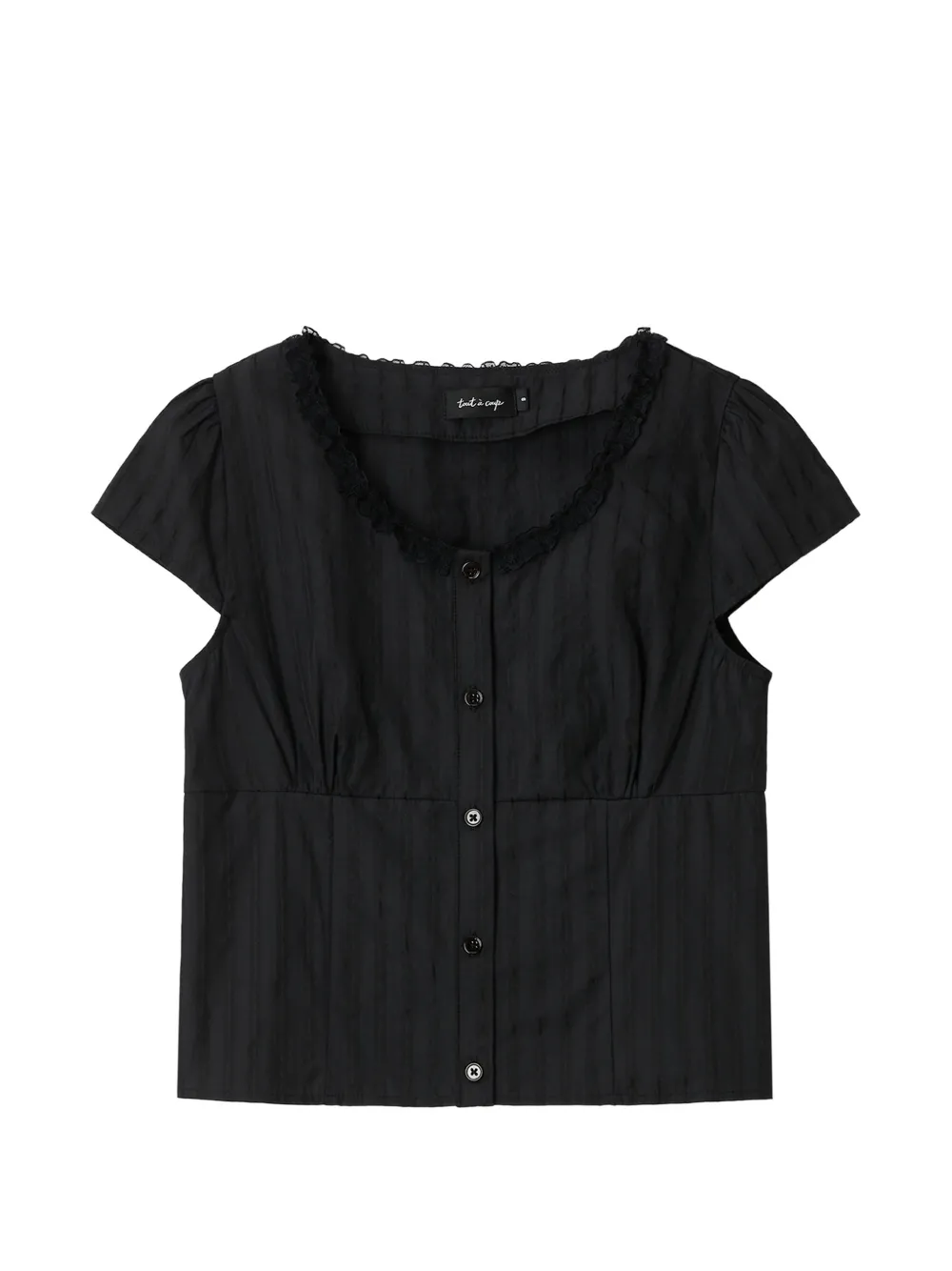 tout a coup lace-trim striped top - Nero