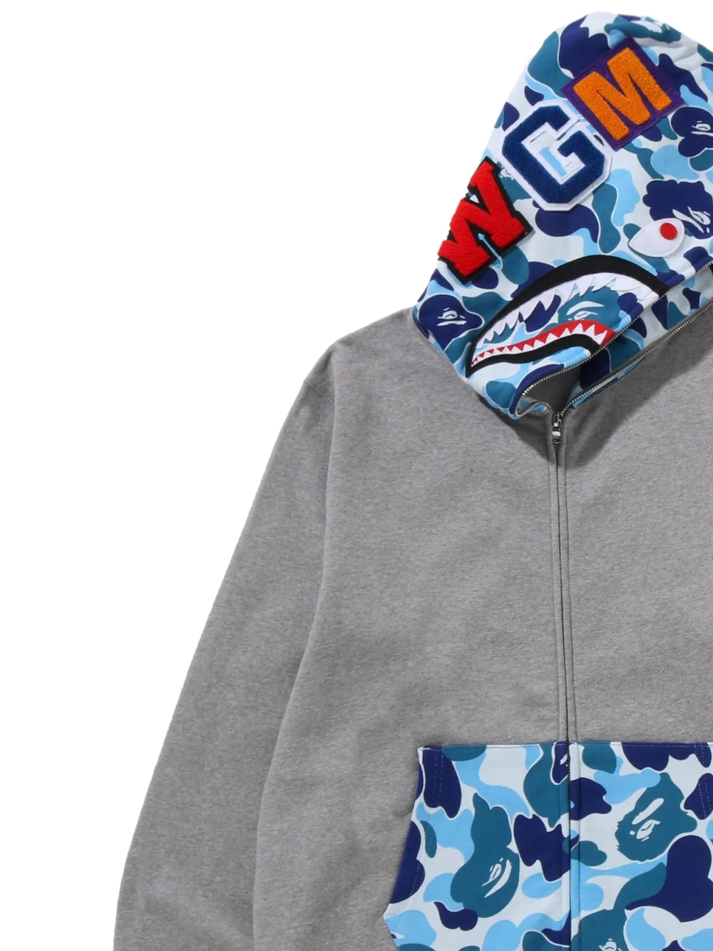 A BATHING APE Shark hoodie met camouflageprint Grijs