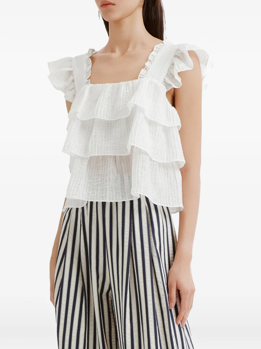 b+ab Top met ruches Wit