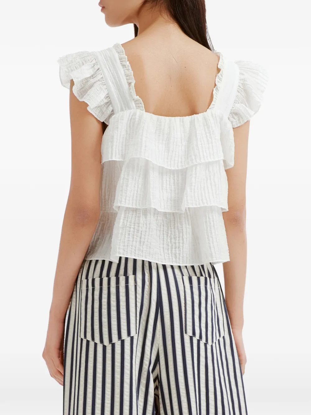 b+ab Top met ruches Wit