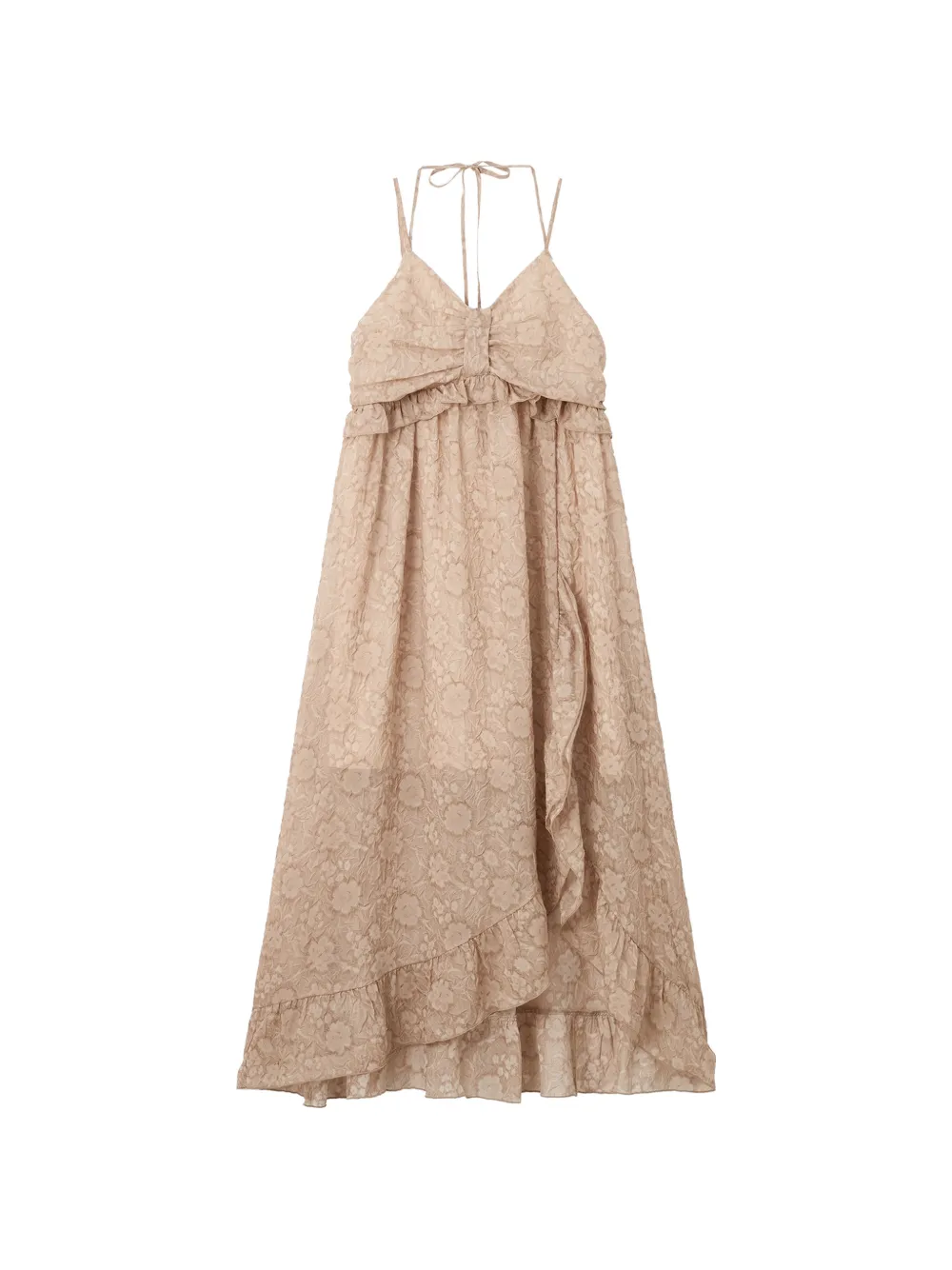 b+ab floral-jacquard ruffled midi dress - Toni neutri