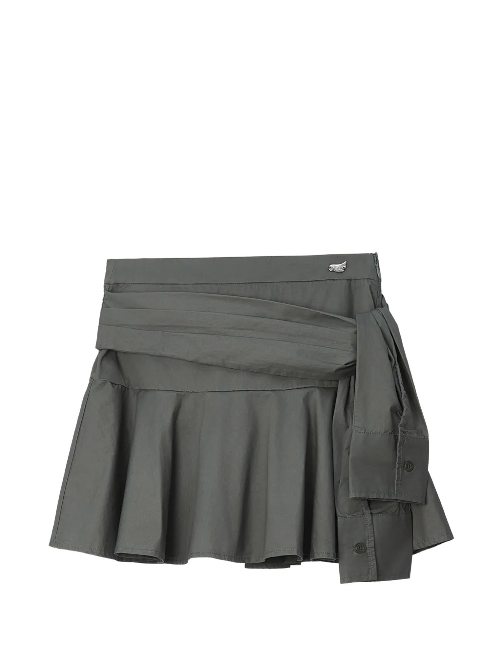 Mini Cream tie-waist pleated skirt - Grigio