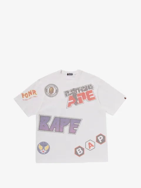 A BATHING APE® playera con logo estampado y efecto de glitter