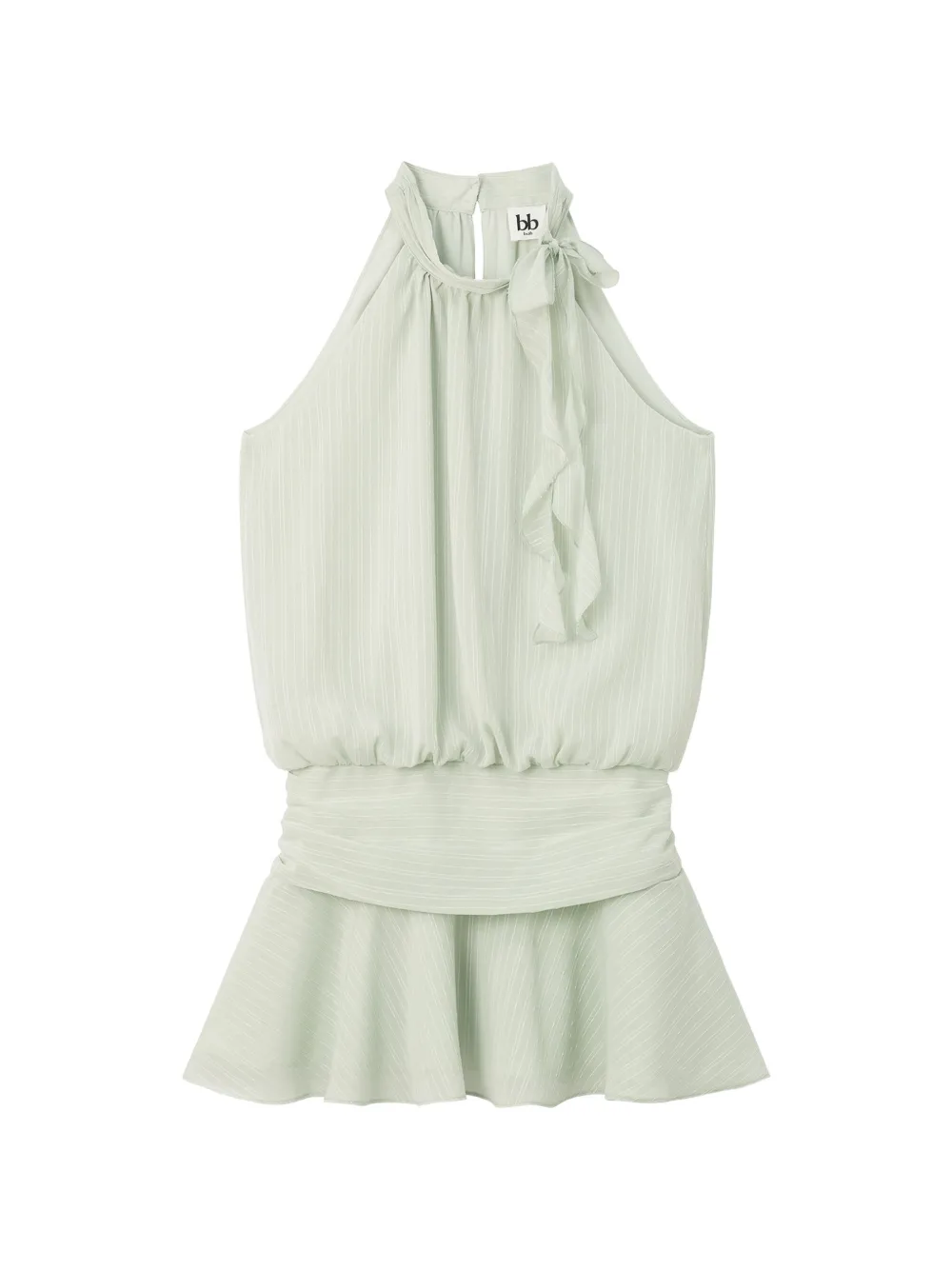 b+ab ruffled-trim pinstriped mini dress - Verde