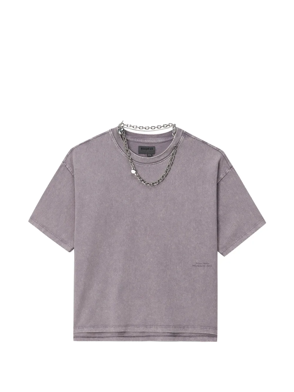 Musium Div. Chain-embellished Acid-wash T-shirt In Purple