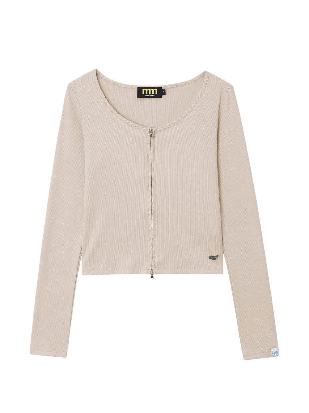 Mini Cream ribbed zip-up sweater - Toni neutri