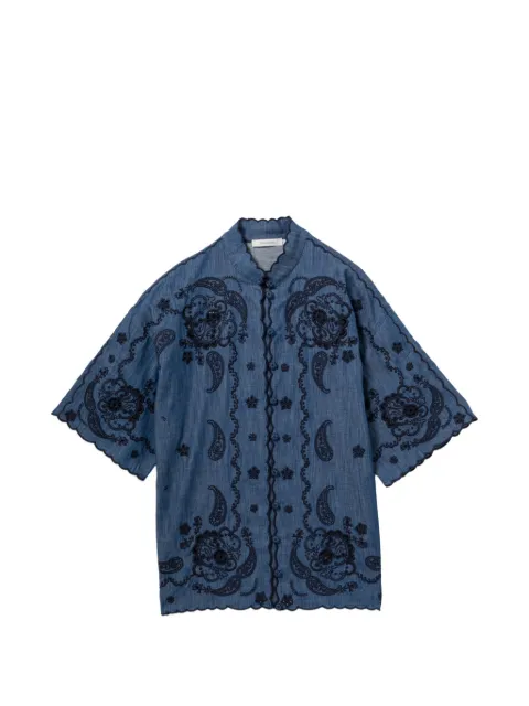 ZIMMERMANN paisley-embroidered scalloped-edge blouse