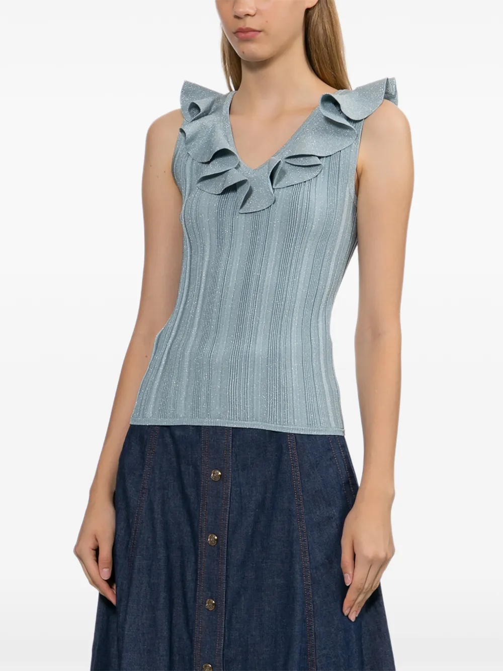 ZIMMERMANN Ribgebreide top Blauw