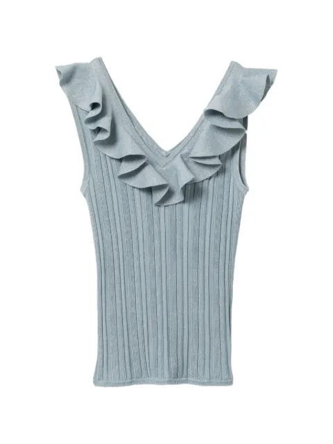 ZIMMERMANN ruffled ribbed-knit top