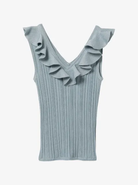 ZIMMERMANN ruffled ribbed-knit top