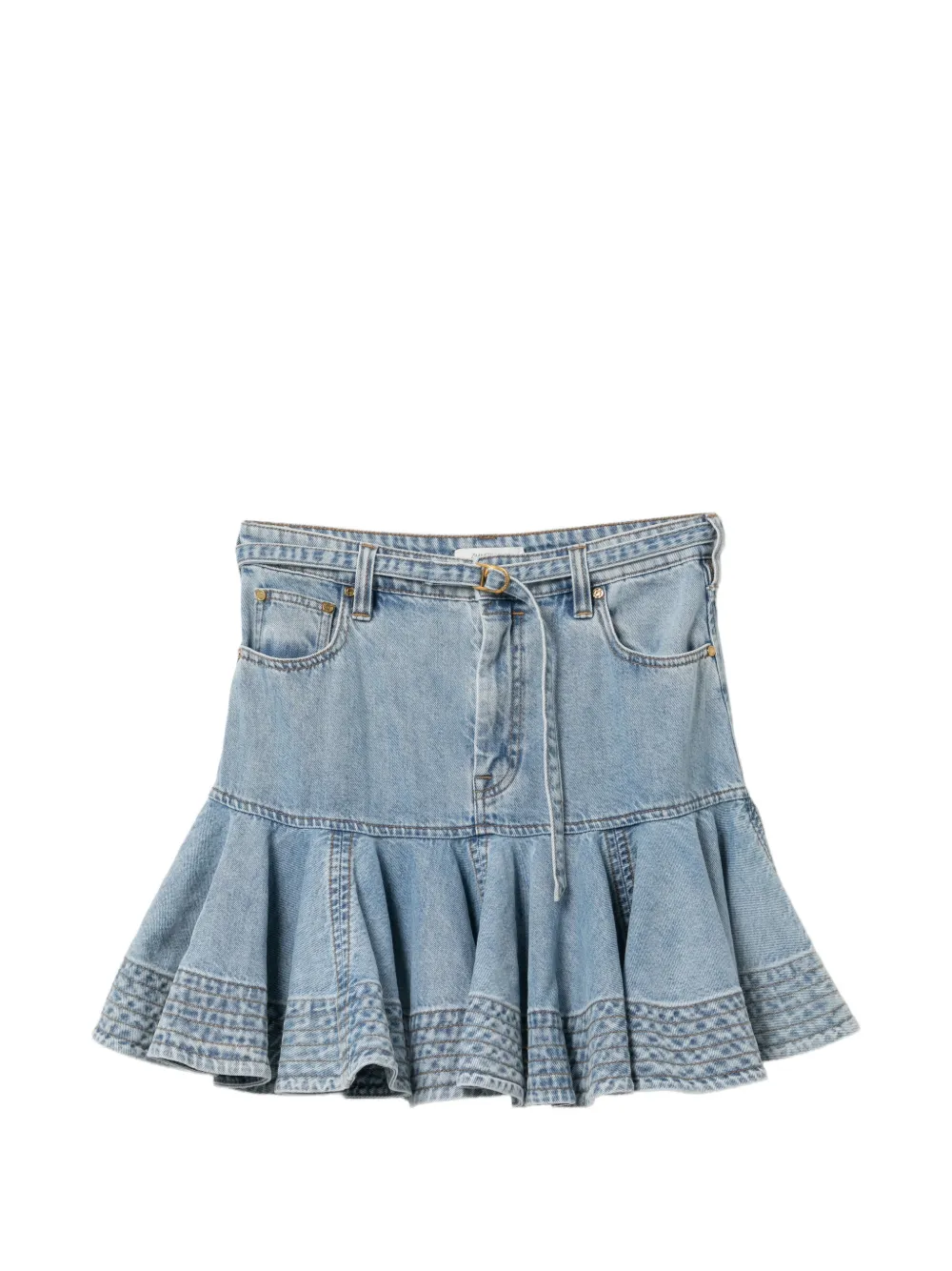 ZIMMERMANN Gonna denim con ruches - Blu