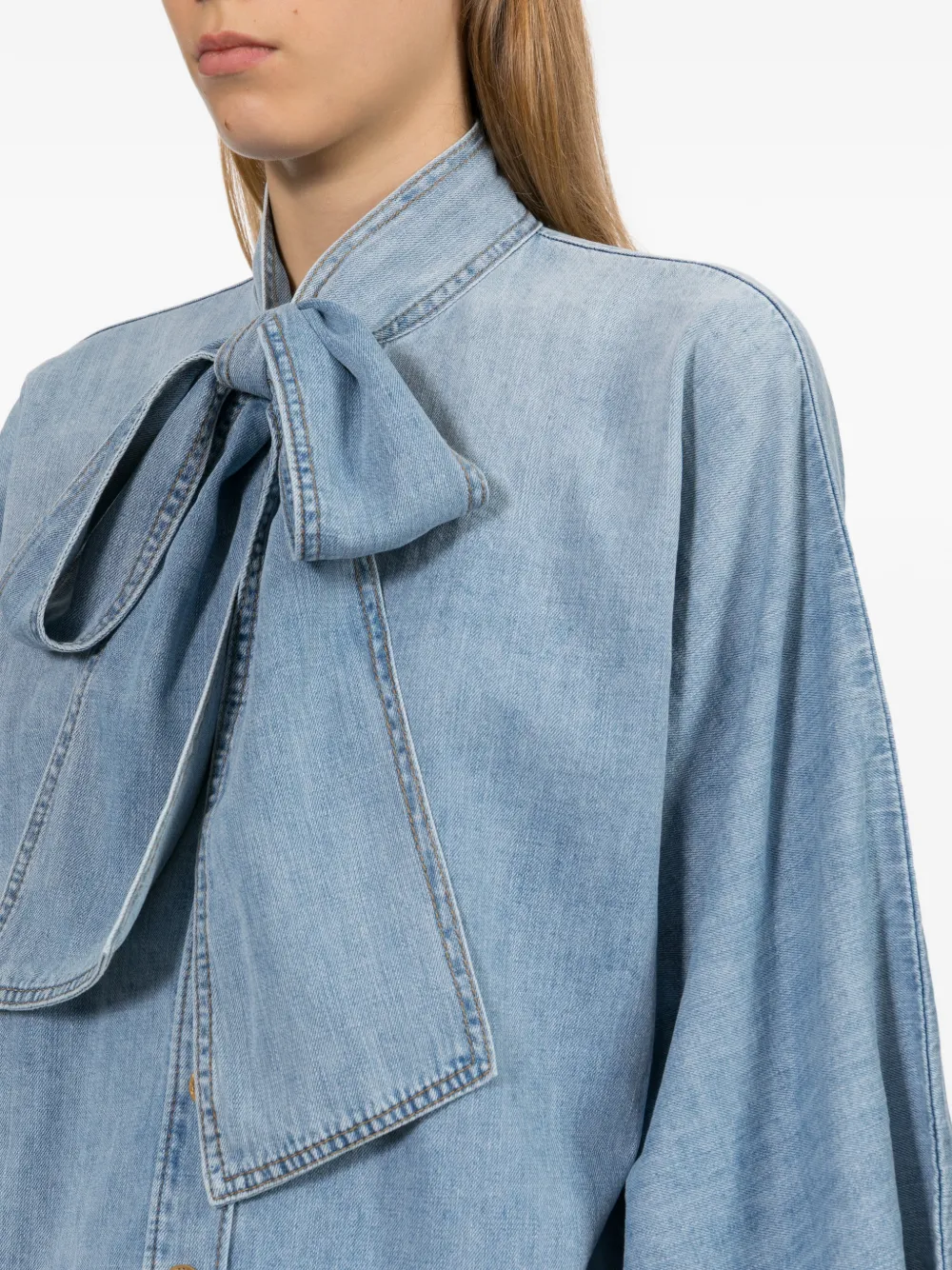 ZIMMERMANN Blouse met strikdetail en ballonmouwen Blauw